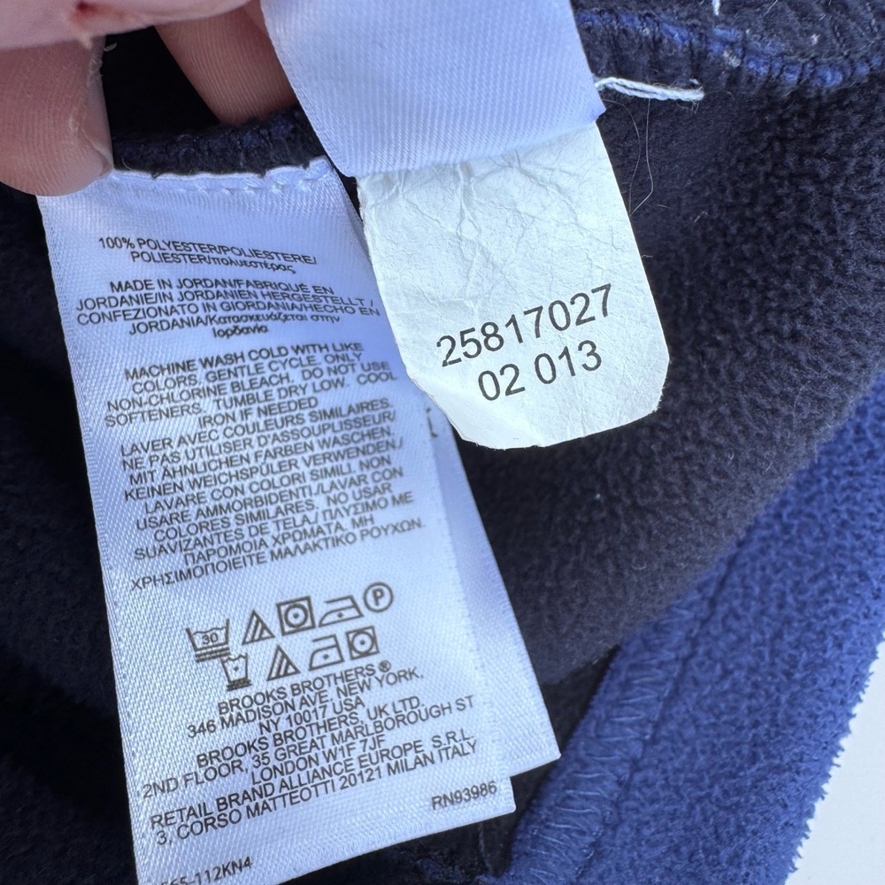 Brooks Brothers‎ Mens Quarter-Zip Fleece Pullover 346 XL Navy Blue Classic - Picture 7 of 11